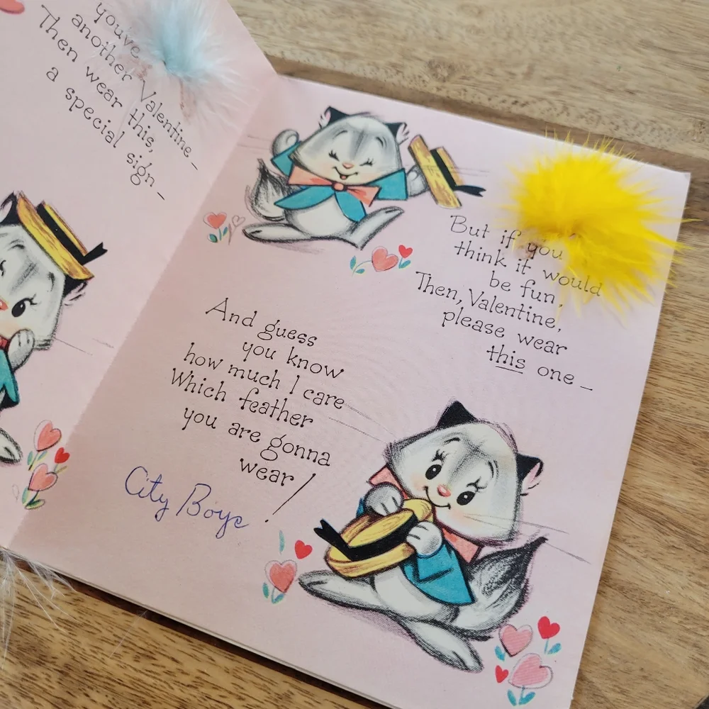 Vintage feather Valentine's Day greeting card